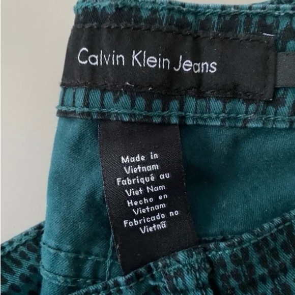 Calvin klein jeans women’s Green/black Print Pants size 8 - Picture 2 of 4
